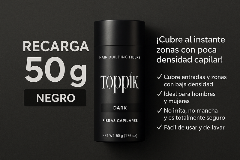 Toppik – Repuesto de Fibras Capilares 50 g (Negro)